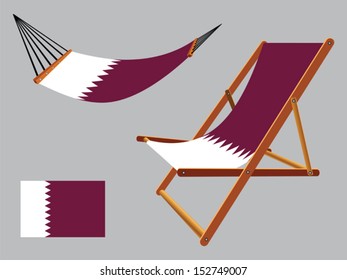 qatar hammock and deck chair set against gray background, abstract vector art illustration