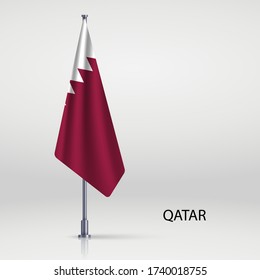 Qatar Hanging Flag On Flagpole