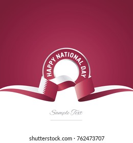 Qatar Happy National Day ribbon logo icon vector