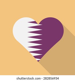 Qatar heart flag flat style with long shadow. Patriotic design. Vector EPS10