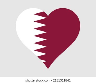 Qatar Heart Flag. Qatari Love Shape Country Nation National Flag. State of Qatar Banner Icon Sign Symbol. EPS Vector Illustration.