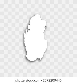 Qatar high detailed vector representation of country silhouette. White color on transparent background with dropped shadow. For educational, decorative, or informational use.