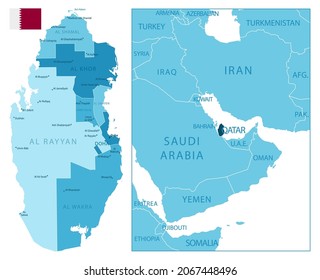 Qatar - highly detailed blue map. Vector illustration