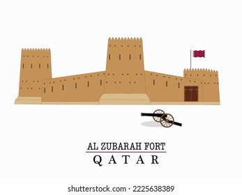 Vector del castillo histórico de Qatar Al Zubarah. Ilustración del famoso fuerte de Qatar Al Zubarah.