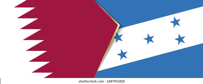 Qatar and Honduras flags, two vector flags symbol of relationship or confrontation.
