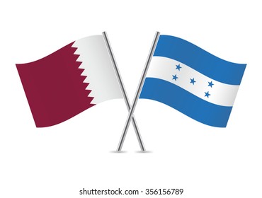 Qatar and Honduras flags. Vector illustration.