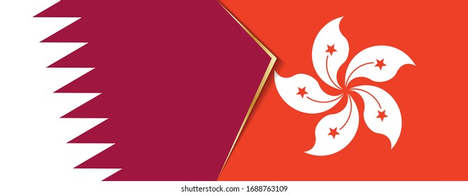 Banderas de Qatar y Hong Kong, dos banderas vectoriales símbolo de relación o confrontación.