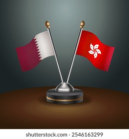 A tabela Catar e Hong Kong sinaliza a relação com o plano de fundo de gradiente. Ilustração de vetor