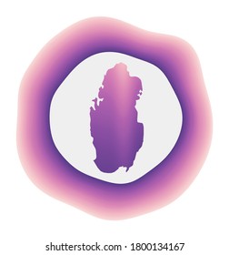 Icono de Qatar. Logo de gradiente colorido del país. El Qatar rojo púrpura redondeado con un mapa para su diseño. Ilustración vectorial.
