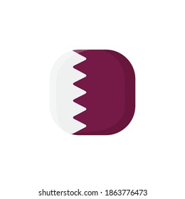 Qatar Icon, National Flag Square Symbol.
