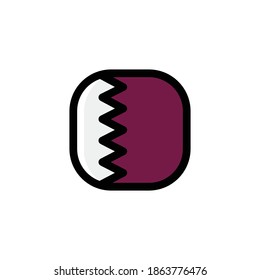 Qatar Icon, National Flag Square Symbol.