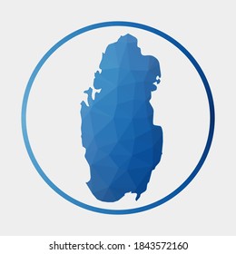 Qatar icon. Polygonal map of the country in gradient ring. Round low poly Qatar sign. Vector illustration.