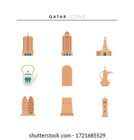 Qatar Icon set color - Vector