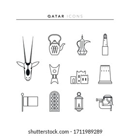 Qatar Icon Set - Vector