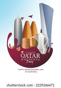 Qatar Independence Day, December 18th ,National Day Qatari capital of Doha Vector Illustration.
