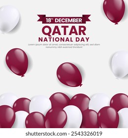 Qatar Independence Day Square Banner Hintergrund mit Ballons in Farben der National Flag für Grußkarte