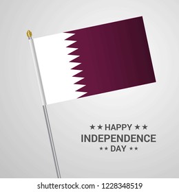 Qatar Independence day typographic design with flag vector