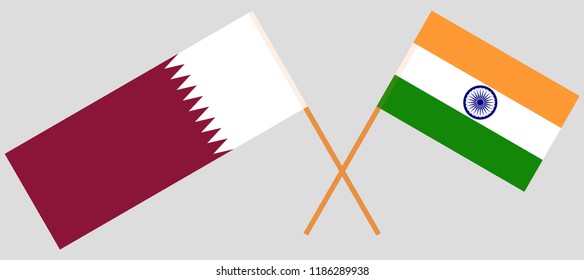 Qatar and India. The Qatari and Indian flags. Official colors. Correct proportion. Vector illustration