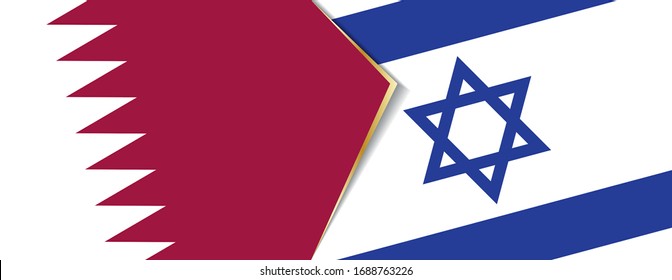 Katar und Israel Flaggen, zwei Vektorillustrationen Flaggen Symbol für Beziehung oder Konfrontation.