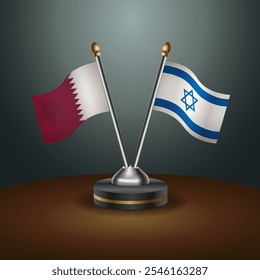 A tabela Catar e Israel sinaliza a relação com o plano de fundo do gradiente. Ilustração de vetor