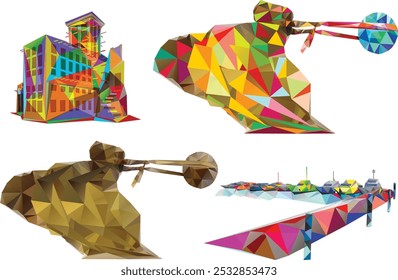 Qatar landmark, Vector  Illustrations, Katara-triangulator illustration