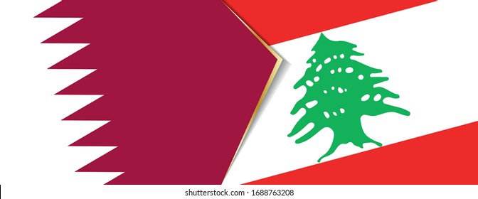 Qatar and Lebanon flags, two vector flags symbol of relationship or confrontation.