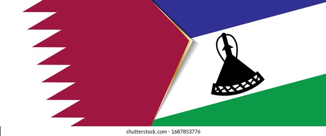Qatar and Lesotho flags, two vector flags symbol of relationship or confrontation.