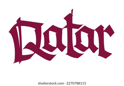 Qatar lettering design for t-shirt, mug, lettering poster. Apparel print. Qatar handwritten vector inscription.