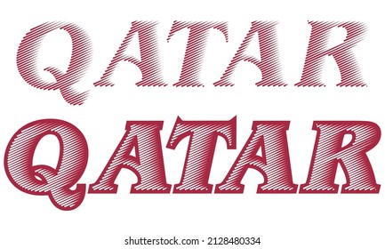 Qatar Lettering Vector Illustration. Good Template For Qatar National Day. Abstract Typography Lettering Logo Label Banner For Qatar
