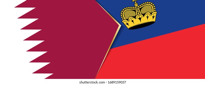 Qatar and Liechtenstein flags, two vector flags symbol of relationship or confrontation.