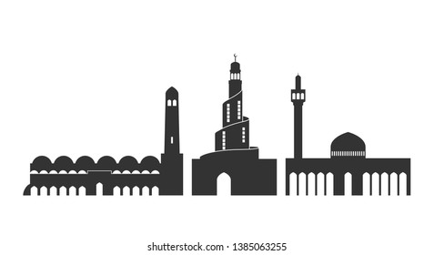 Qatar logo. Isolated Qatari architecture on white background