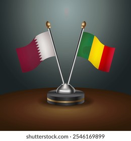 Qatar and Mali table flags relation  with gradient backgrund. Vector Illustration