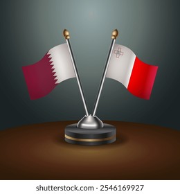 La tabla de Qatar y Malta marca la relación con el fondo de gradiente. Ilustración vectorial