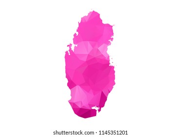 qatar Map - Abstract geometric rumpled triangular low poly style gradient graphic on white background , line dots polygonal design for your . Vector illustration