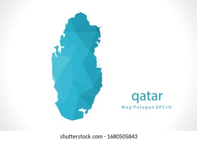 Katar-Karte Abstrakte geometrische, abgerundete dreieckige Grafik mit Low-Poly-Stil auf weißem Hintergrund

