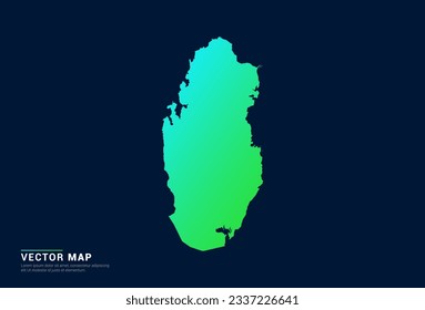 Mapa de Qatar del concepto azul gradiente abstracto verde con vector de efecto de luz de tecnología.