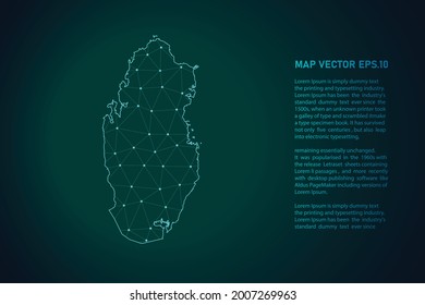 qatar map. Abstract mash line and point scales on dark background . 3D mesh polygonal network line, design sphere, dot and structure. Vector illustration eps 10.
