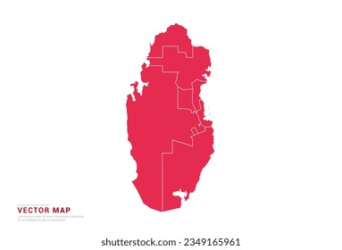 Qatar Map - abstract style red isolated on white background for infographic, design vector.