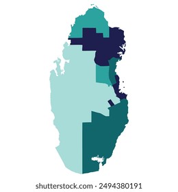 Mapa de Qatar. Mapa de Qatar en provincias administrativas en multicolor