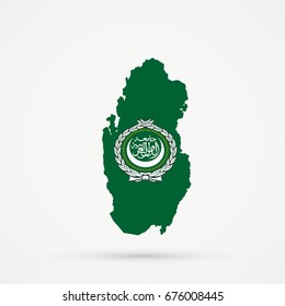 Qatar map in Arab League flag colors, editable vector.