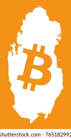 Qatar map with bitcoin crypto currency symbol illustration