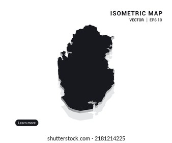 Mapa de Qatar negro sobre fondo blanco con 3d ilustración vectorial isométrica
