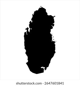 Qatar Map - black World Map International vector template with High detailed isolated on white background - Vector