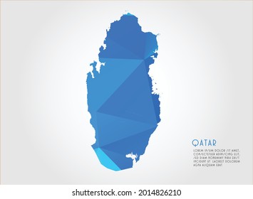Qatar map blue Color on white background polygonal