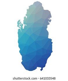 Qatar map - blue geometric rumpled triangular low poly style gradient graphic background