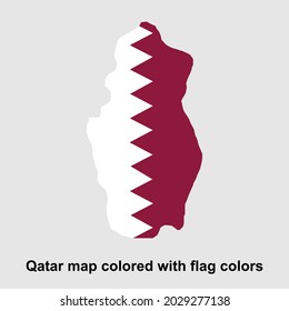 Mapa de Qatar coloreado con colores de bandera ilustraciones vectoriales aisladas
