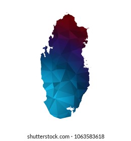 Qatar map - Colorful Polygonal map of Qatar  rumpled triangular low poly style gradient graphic background , Vector illustration eps 10.