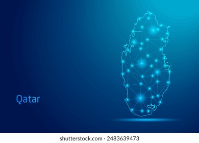 Katar Karte - Konzept der Kommunikationstechnologie, Grafik der niedrigen Poly.