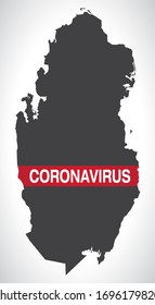 Mapa de Qatar con ilustración de advertencia de Coronavirus