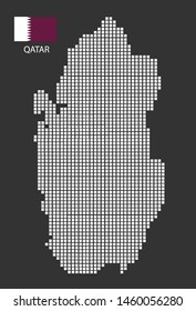 Qatar map design white square, black background with flag Qatar.